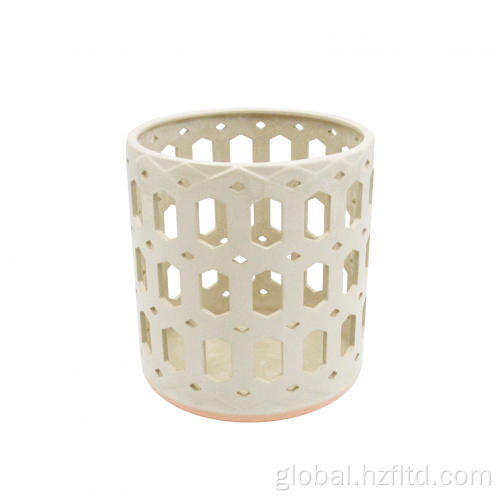 Candle & Tealight Holder White Ceramic Candle Holder with Pink Bottom Supplier